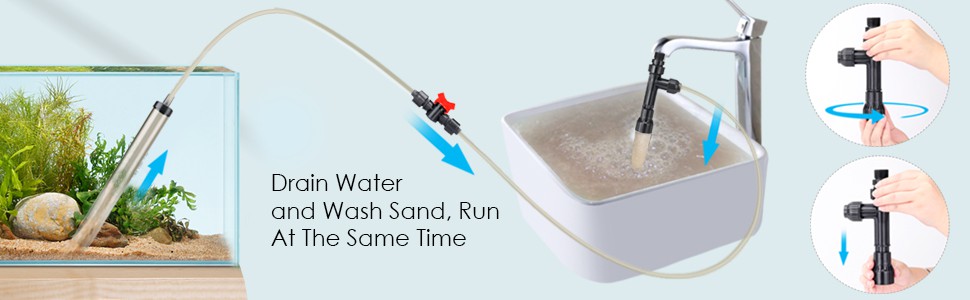 Yescom Aquarium Gravel Rock Sand Cleaner for Small Fish Tank Siphon Flow  Control Vacuum Water Changer with Suction