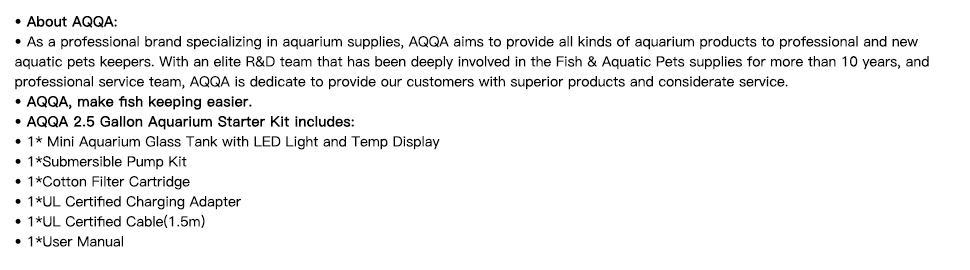  AQQA 1.5 Gallon Aquarium Kits Desktop Small Fish Tank with  Filter and Light (8 Colors Adjustable) Freshwater & Saltwater Betta Fish  Tank Kit Office & Home Decor (Black) : Pet Supplies