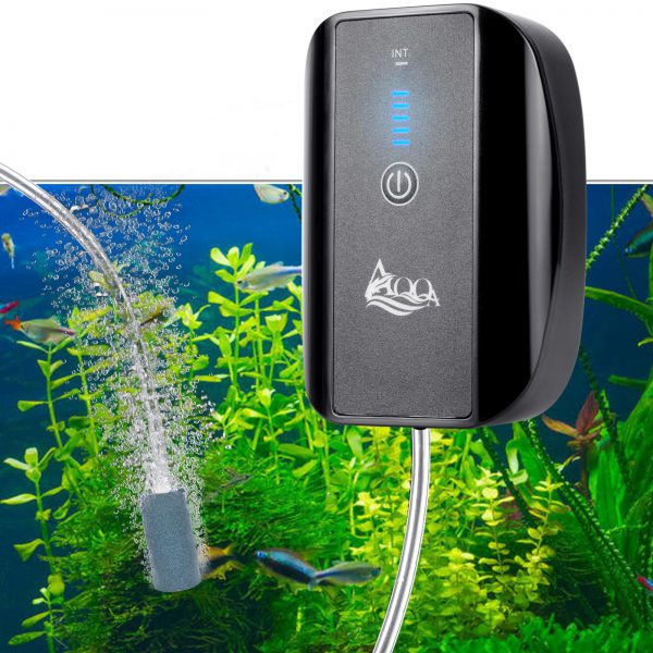 AQQA Aquarium Air Pump, Ultra Silent Oxygen Pump for Aquarium, High Energy  Saving Fish Tank Lithium Battery Air Pump with Air Stone Accessories,  Suitable for Indoor and Outdoor 1.7W - AQQA-Make fish