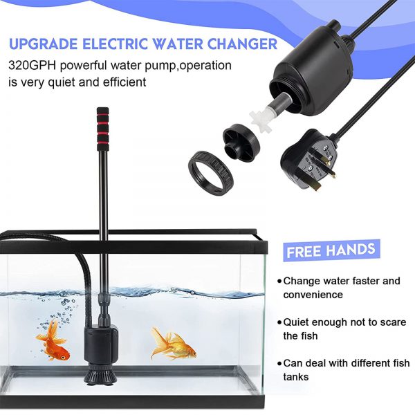 Compact Aquarium Siphon Vacuum and Water Changer Kit with Cleaning Brush.  Perfect for Simultaneous Water Changing and Cleaning in Small Fish Tanks.