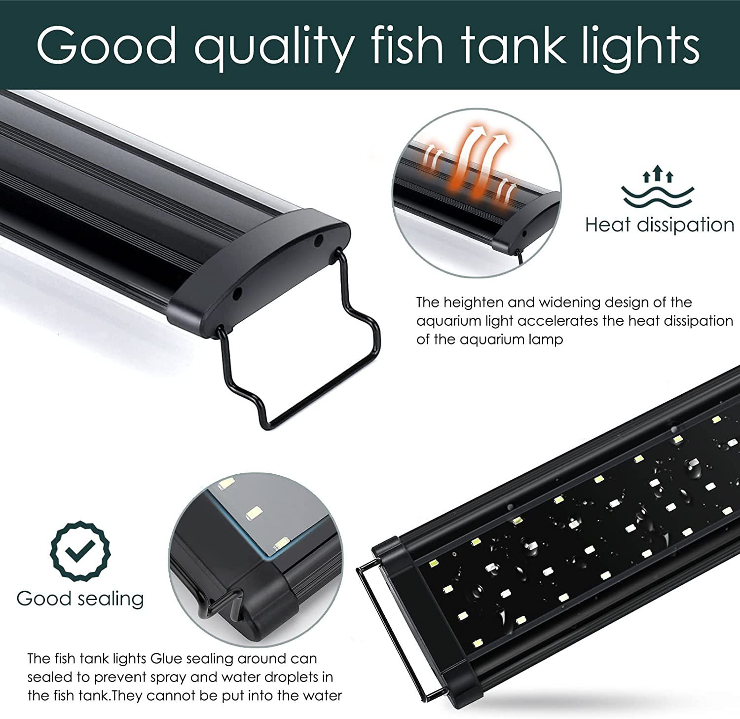 AQQA LED Aquarium Light Full Spectrum Fish Tank Light with