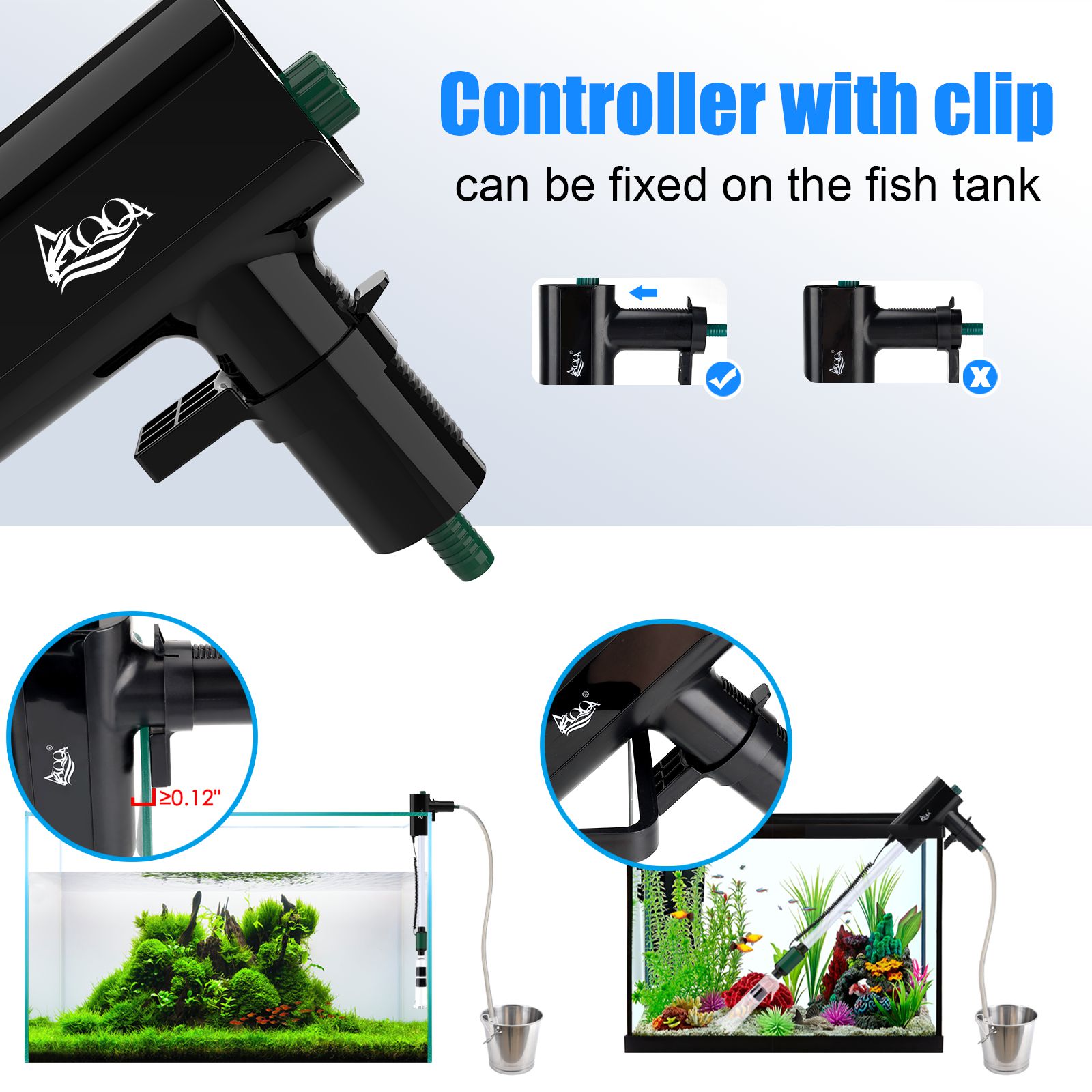 Aquarium Gravel Cleaner - Fish Tank Gravel Sand Cleaner Water Changer with  Water Hose Controller Clamp Aquarium Siphon Vacuum Sand Cleaning Kit Tools  